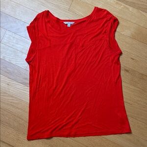 CAbi Vibrant Red Rolled Sleeve Top with Front Pocket Detail